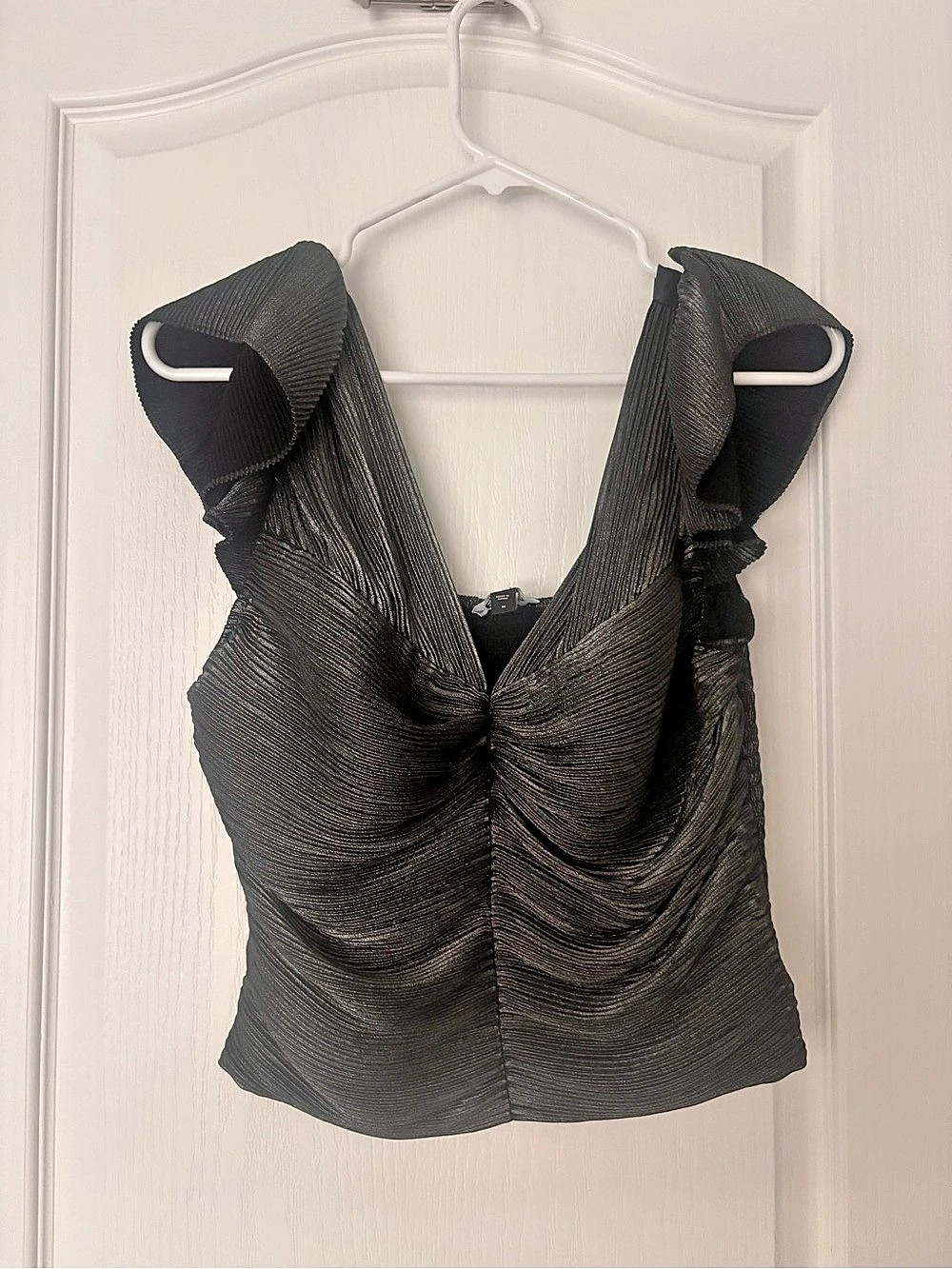 Express Ruched Metallic Crop Top Size Medium Like New